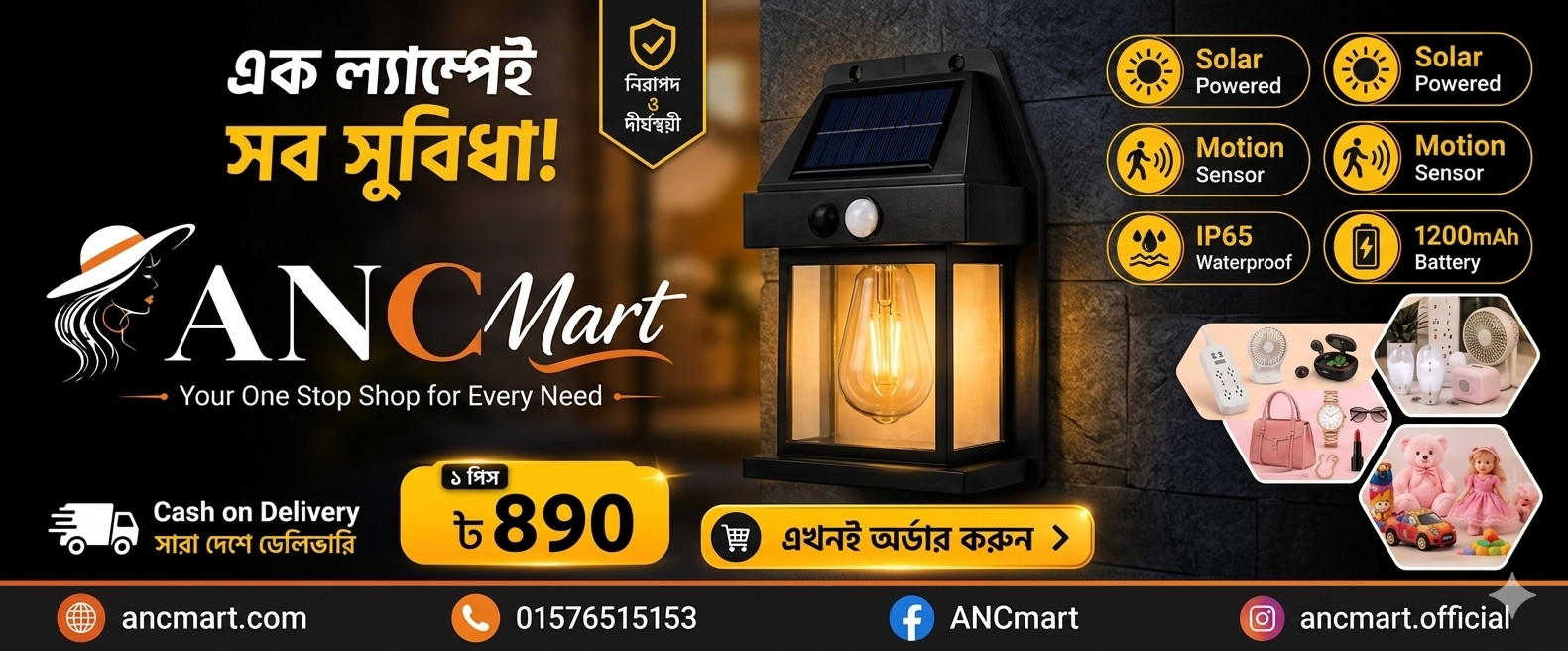 Solar Wall Lamp with Motion Sensor